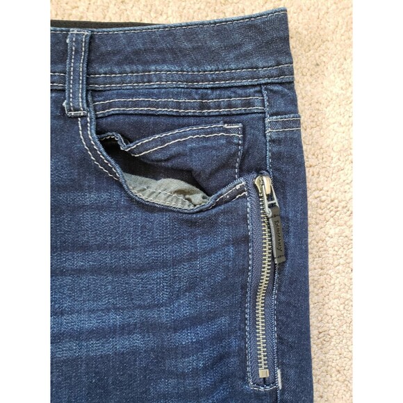 Democracy Ab Solution Stretch Sides Zipper Elastic Waist Taper Blue Jeans Sz 12 - Picture 4 of 13